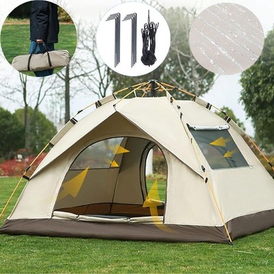 Premium Pop-Up Zelt 3-4 Personen Automatik Zelt Camping Doppelschicht Kuppelzelt