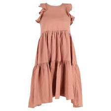 Ulla Johnson Sienna Ruffle Tiered Mini Dress In Peach Tencel Women Ochre M