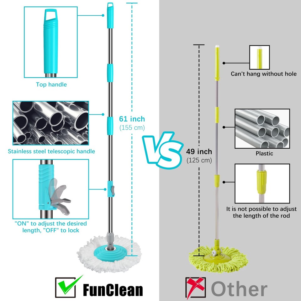 Spin Mop And Bucket With Wringer Set, 360°Rotating Martinique - View #6