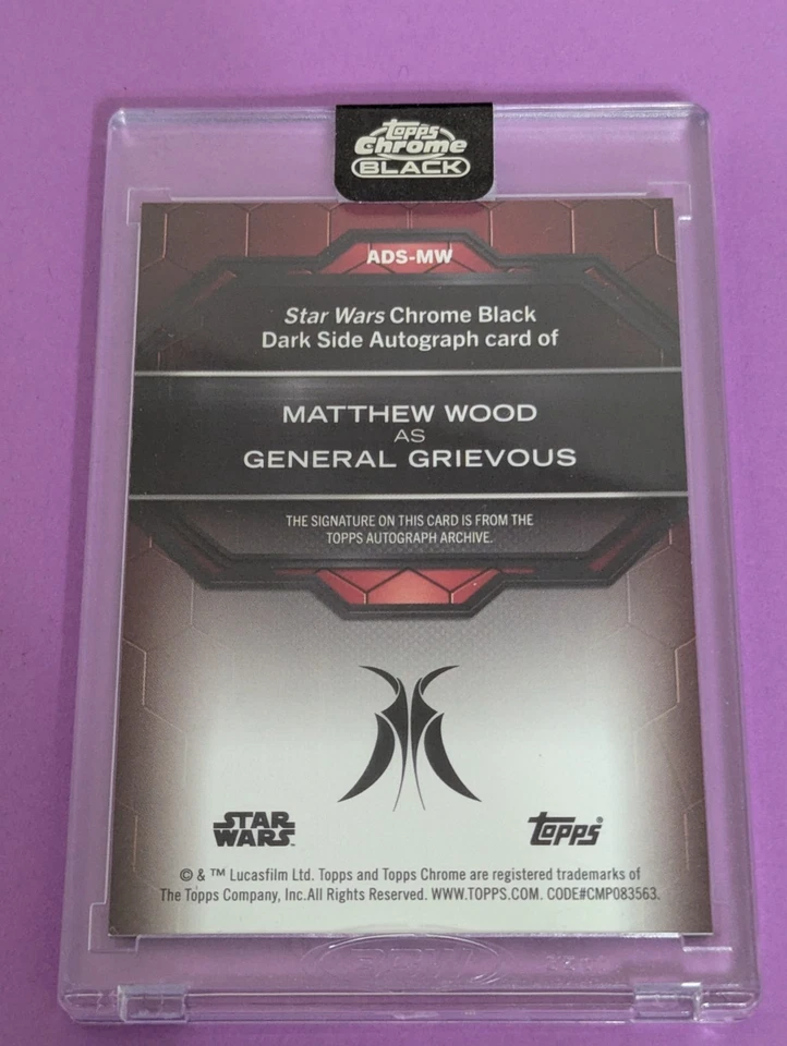 2024 Star Wars Chrome Black Matthew Wood as General Grievous Auto /50 ADS-MW - Image 2 of 2
