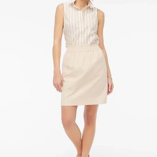 JCrew cream linen paper bag skirt size 2 