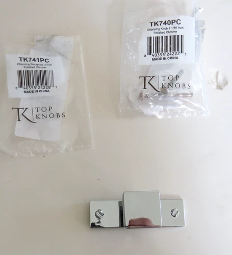 Top Knob Channing Knob & Backplate Chrome Finish - Picture 3 of 5