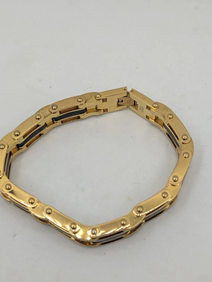 Inox Bracelet gold tone with black marked 316 L stainless steel men's link chain - Image 4 of 4