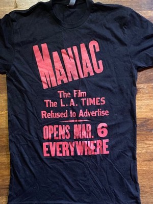 MANIAC movie shirt cult horror 80s driller killer slasher memorabilia