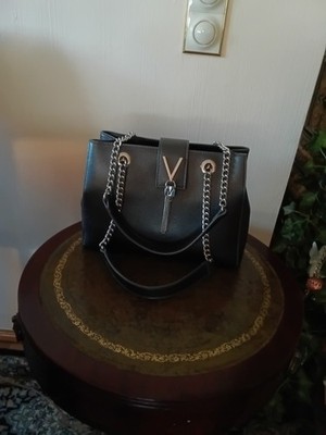 MARIO VALENTINO SPA Damenhandtasche Schultertasche Kunstleder schwarz/anthrazit