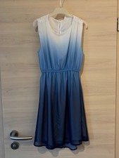 Luftiges festliches Kleid, H&M Gr. 152, weiß-blau Farbverlauf, ärmellos knielang