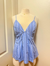 A New Day Women s Blue/White Striped Camisole Adjustable Straps Size M