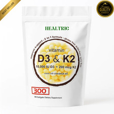 Vitamin D3 10000 iu Plus K2 MK-7 200 mcg, 300 Virgin Coconut Oil Softgels