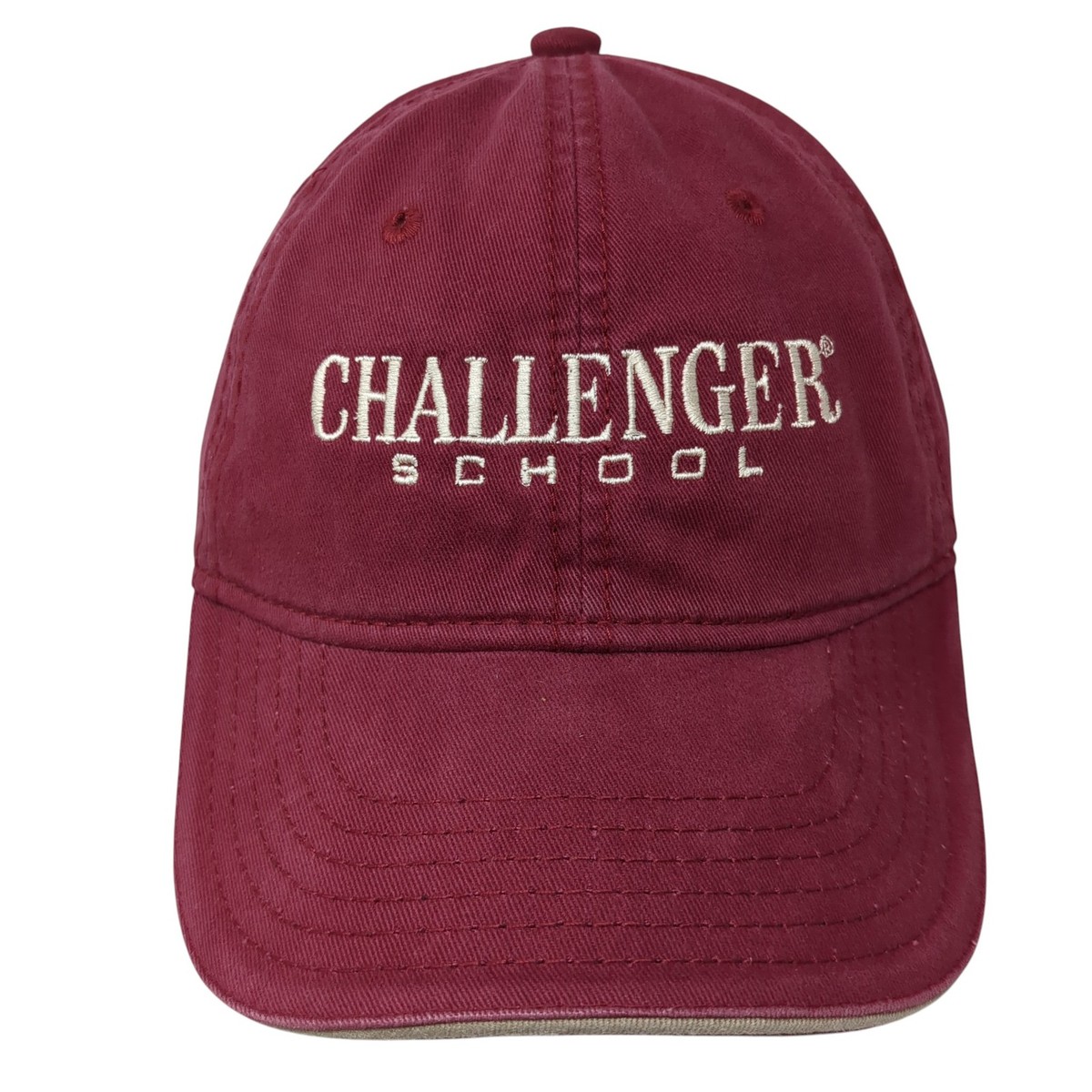 Challenger School Strapback Baseball Cap Red One Size Adjustable 6