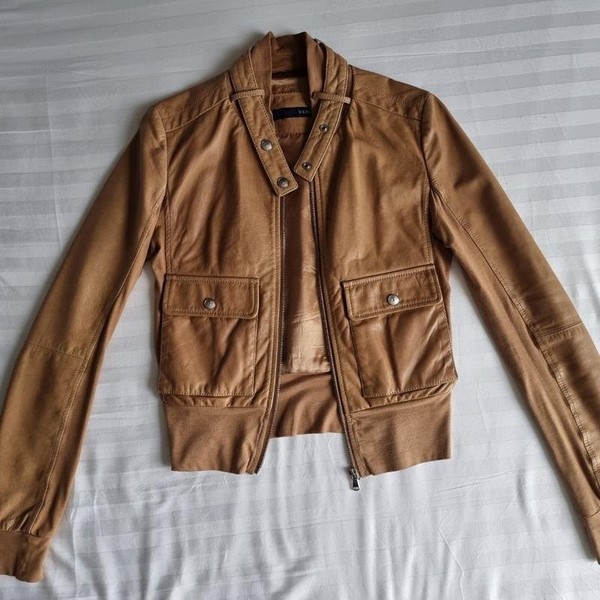 Women Trussardi Jacket Brown Leather 32 / XXS