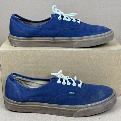 Vans Authentic Navy Blue Gum Sole Canvas Shoes Men's 11.5 Low Top Sneakers