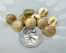 10PC Gold Flower Round Metal Buttons Sewing Button with Shank 12x12mm