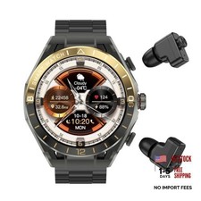 2 in 1 Smart Watch with Earbuds, 1.52" IPS Colorful Full Touch Black gold