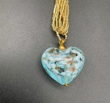 Murano Glass Heart Pendant Necklace and Pin