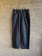 Y2K Karl Kani Hip Hop AOP Black Denim Pants Size 32x34