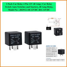 2 Pack Car Relay 4 Pin 12V 40 Amp  Car Relay Switch Auto Switches and Starte...
