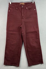 Judy Blue Jeans 7/28 Crop Wide Leg High-Waist Tummy Control Garment Dyed Oxblood