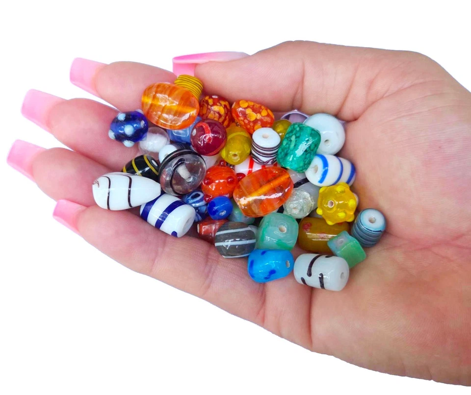Glasperlen Lampwork Perlen zum auffädeln 500g Fancy Perlenset Schmuckperlen Mix2 - Bild 4 von 4
