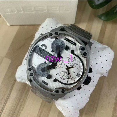 New Diesel Mr. Daddy 2.0 Chronograph Quartz Silver Strap Dial Mens Watch DZ7421