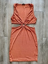Shein Orange O-ring Detail Cutout Bodycon Midi Dress XL