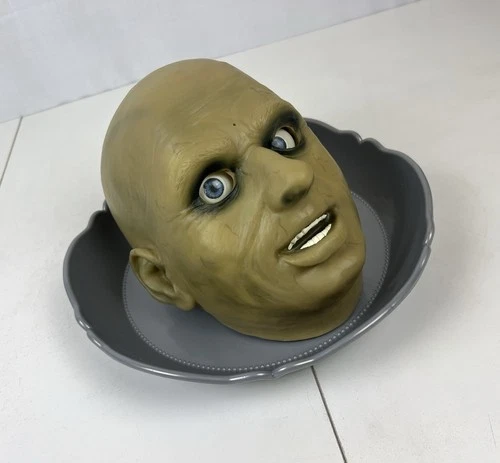 Gemmy 💀Halloween Uncle Fester Jeeves Head Candy Dish Motion Activated Tray💀