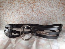 3 Strap Black Leather Harley Davidson Belt 37 Inch Belt. Makes A Statement!