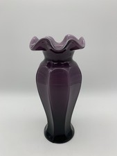 Vintage Fenton Ruffle Vase 8  Amethyst, 8 Panel Hard To Find 
