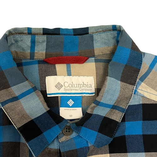 Columbia Shirt Plaid Blue Mens M 100% Cotton Long Sleeve Button Up - Picture 5 of 12