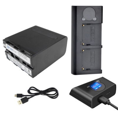 Dual LCD Ladegerät + Akku für Sony DKC-ID1 D-V500 EVO-250 HVL 20DW 20DW2 ML20