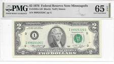 1976 Minneapolis $2 FRN Harder to Find IC Block PMG 65 EPQ Gem Uncirculated