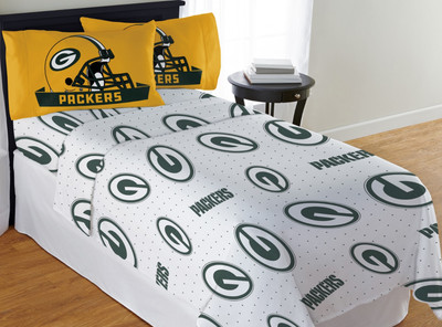 NFL Green Bay Packers Twin Sheet Set Two Sheets One Pillow ...