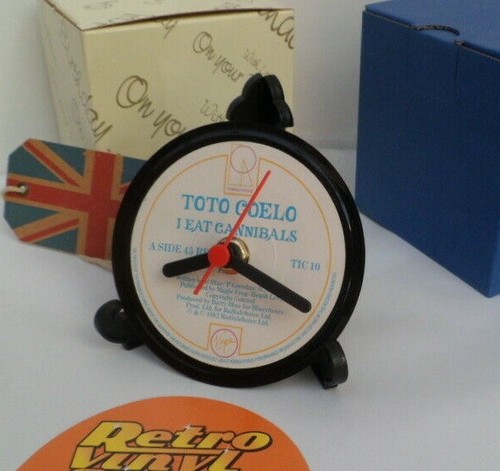 TOTO COELO CLOCK Side Table Desk Top Upcycled Vinyl Record Hit Single Size 4" - Picture 2 of 6