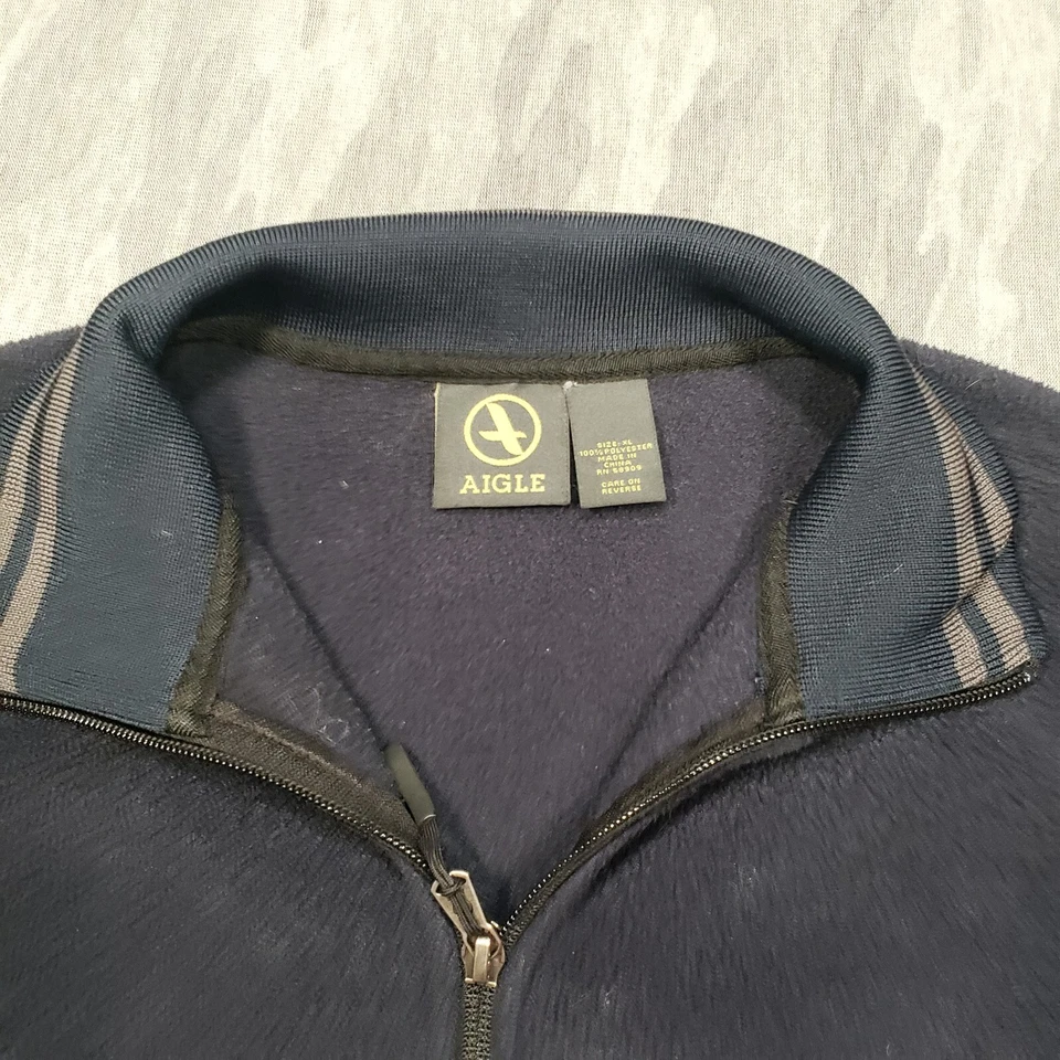 Chaqueta de bombardero Aigle para hombre XL azul con cremallera bolsillos de lana Polartec Foto 4 de 4