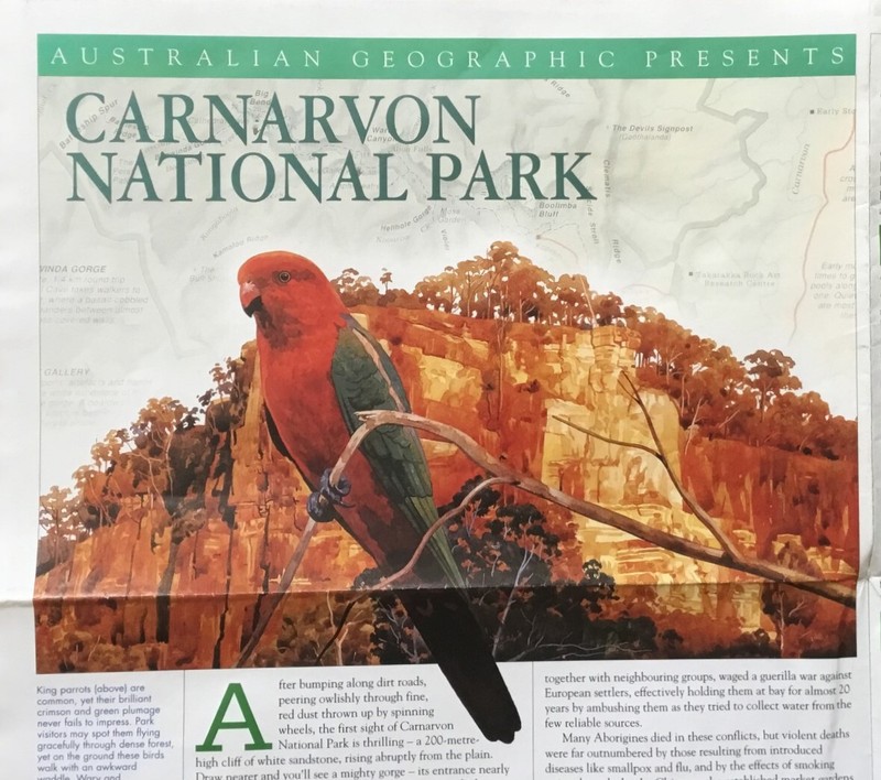 Australian Geographic magazine 1996 poster map of Carnarvon National Park -- new