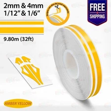 AMBER YELLOW 1/12" & 1/6" Roll Vinyl Pinstriping Stripe Double Line Tape Sticker