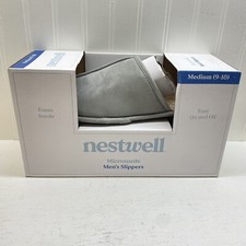 NESTWELL Men  s Gray Microsuede Slippers Slip On Gray 9-10 NIB