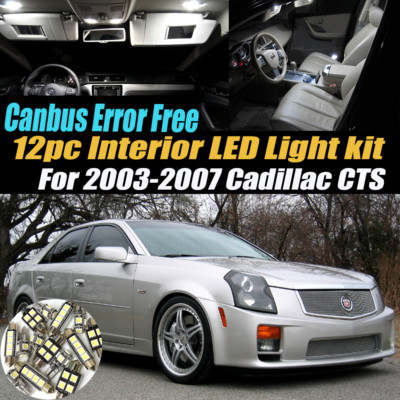 12Pc CANbus Error Free Interior LED White Light Kit for 2003-2007 Cadillac CTS