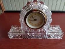 Jerger Anker Crystal Glass Germany Mantel Desk Clock Rare Mid Century Ca 1940-50