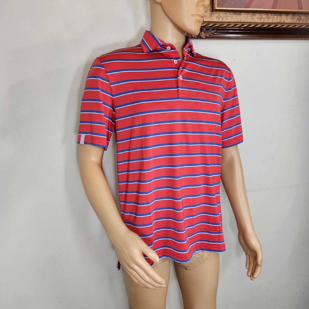 Ralph Lauren Men's Size M Polo Shirt RLX Red Multi Striped Short