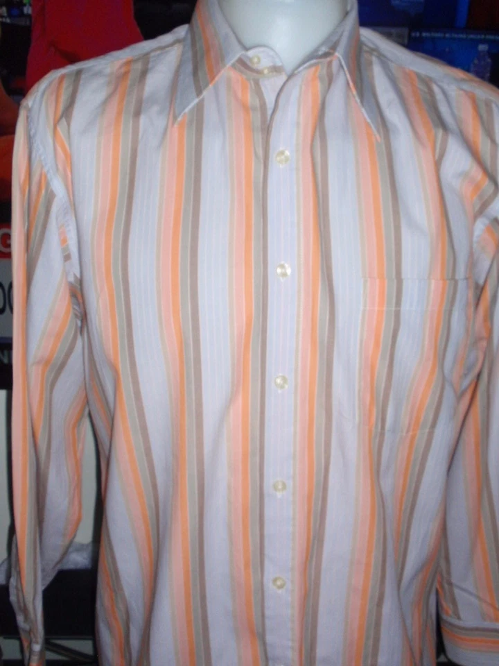 Camisa de hombre EIGHTY OCHO manga larga 100 % algodón talla L cuello extendido nueva sin etiquetas Foto 2 de 4