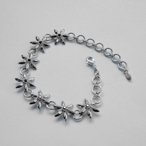 PILGRIM Bracelet FLOWER Silver Marcasite Danish Design - Bild 1 von 8