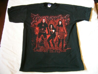 IMMORTAL   rare original 2000  DAMNED IN BLACK T-Shirt!! 