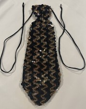 Vintage Women's Black  Gold Sequin Necktie 9 1/4" L