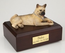 Akita Fawn Pet Funeral Cremation Urn Available in 3 Different Colors  4 Sizes