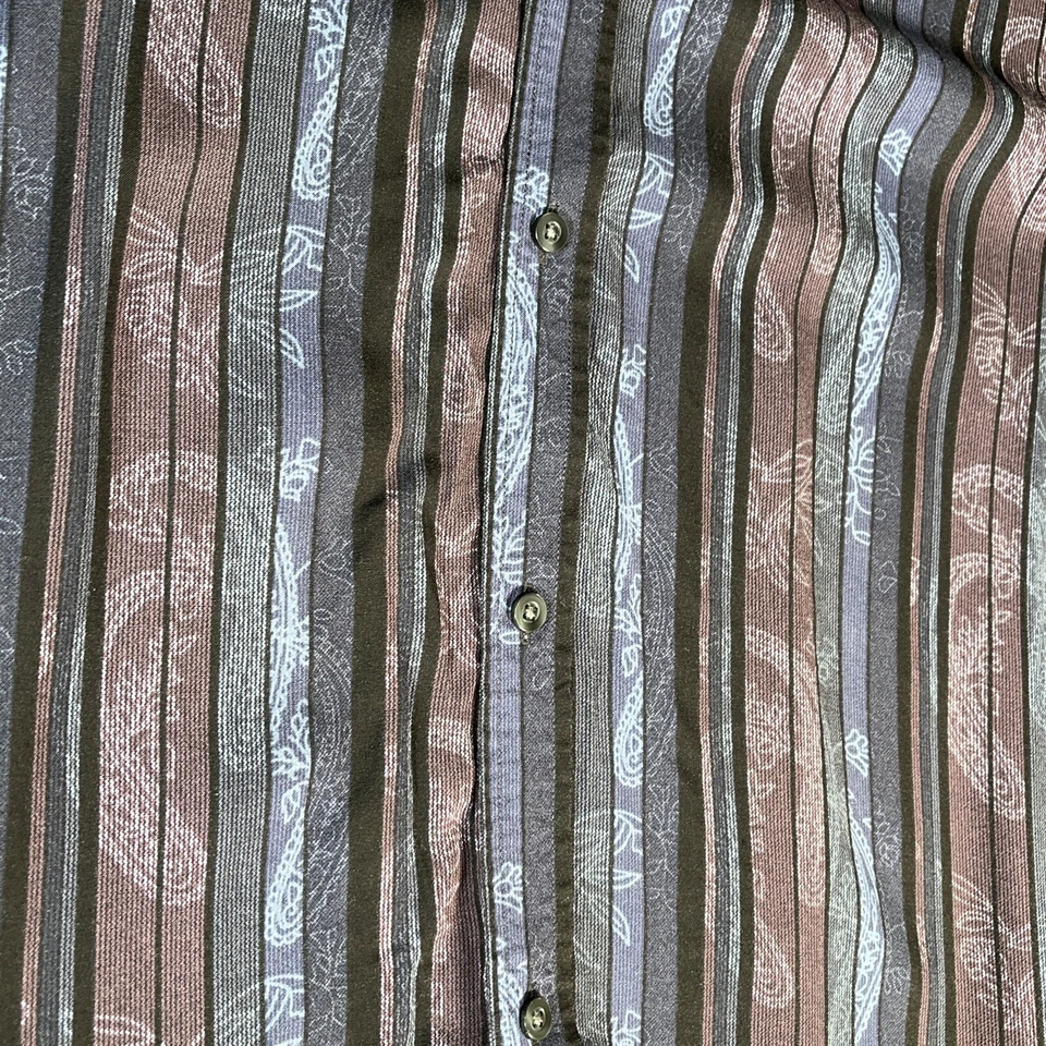 Axcess Medium Striped Paisley Men’s 100% Rayon Hawaiian Button Down Shirt Stripe - Image 4 of 4