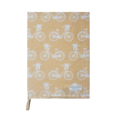 Krasilnikoff: Geschirrtuch ''Bikes, Dusty Yellow'' 50 x 70 cm Tea Towel Fahrräder