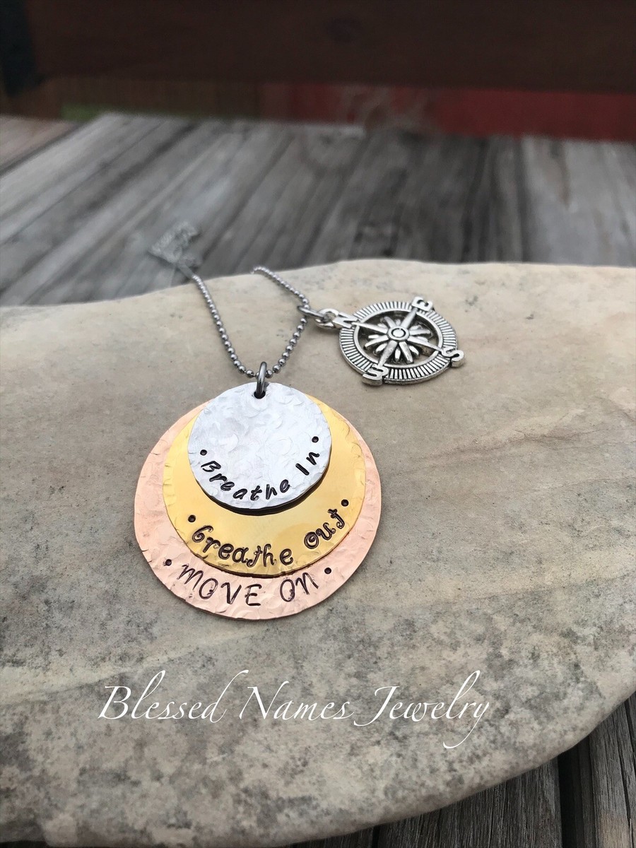 Jimmy Buffett Necklace Breathe In Breathe Out Move On Stainless