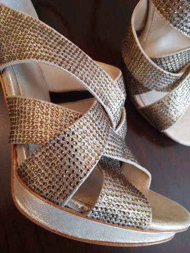 NEW! VINCE CAMUTO GRIMES SPARKLING STRAPPY ANKLE STRAP OPEN TOE HEELS SIZE 6.5M - Picture 8 of 9