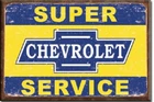SUPER CHEVROLET SERVICE, CHEVY Retro Vintage Tin Sign Magnet Made in USA