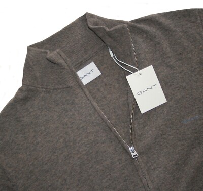 Gant Dark Hazelnut Extra Fine Lambswool Zip- Cardigan / Strickjacke Gr.2XL (XXL)